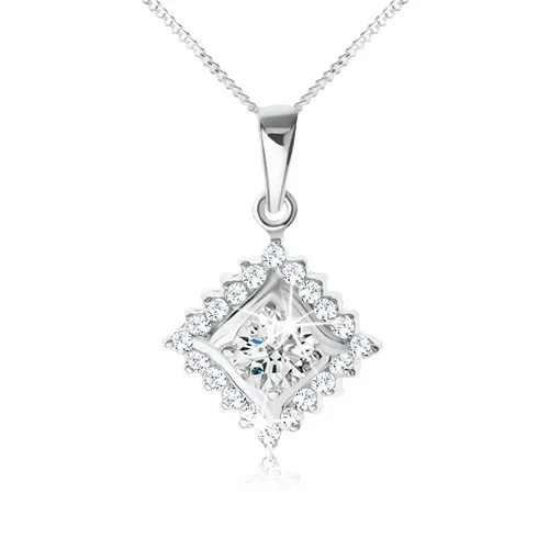 Náhrdelník ze stříbra 925, přívěsek ve tvaru čtverce s čirými zirkony