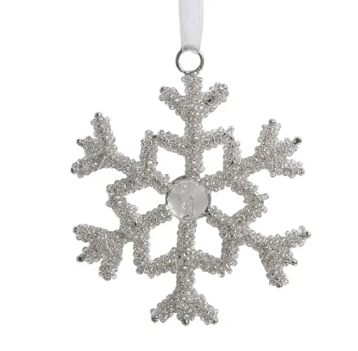 Champagne antik závěsná sněhová vločka s korálky Snowflake - 9 cm Chic Antique