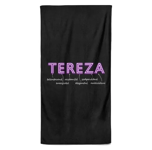 Osuška Ženská jména – NEON (Jméno: Tereza, Velikost osušky: 70x140cm)