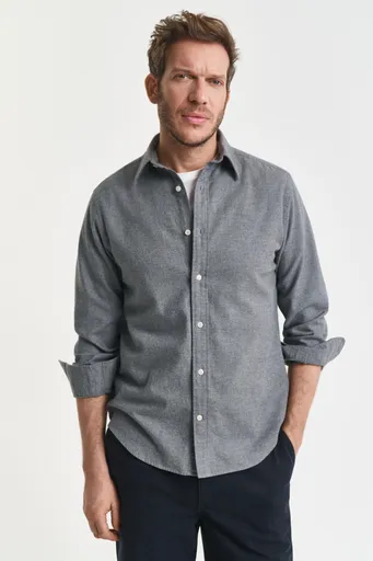 KOŠILE GANT REG FLANNEL MELANGE SHIRT DARK GREY MELANGE
