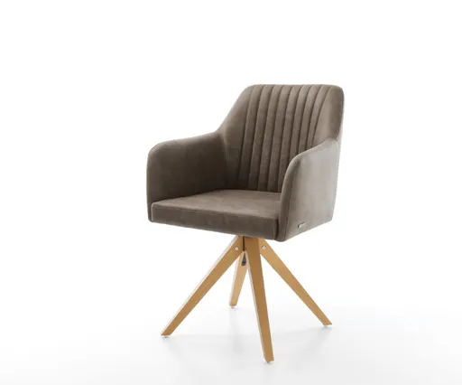 Otočná židle Greg-Flex taupe vintage mikrovlákno dřevěná podnož