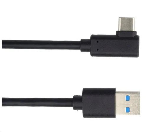 PREMIUMCORD Kabel USB typ C/M zahnutý konektor 90° - USB 3.0 A/M, 1m