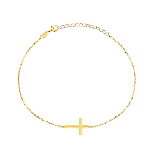 Brilio Silver Slušivý pozlacený náramek s křížkem BRC128Y