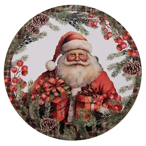 Kulatý plastový vánoční podnos Santa - Ø 40*1 cm Clayre & Eef