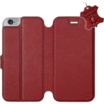 Flip pouzdro na mobil Apple iPhone 6 / iPhone 6s - Tmavě červené - kožené -   Dark Red Leather (5903226515967)
