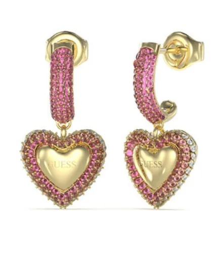 Guess Pozlacené ocelové náušnice Beloved JUBE05010JWYGPKT/U