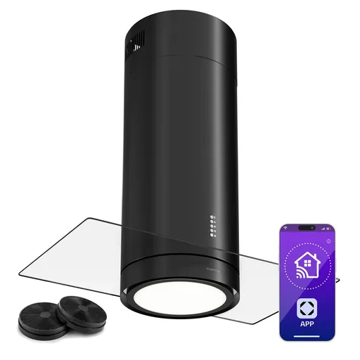 Klarstein Beretta Premium Smart, ostrůvková digestoř, 544 m³/h, aplikace, odsávání/recirkulace vzduchu, LED, filtr s aktivním uhlím