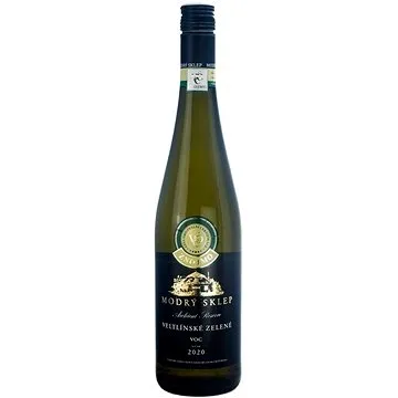 MODRÝ SKLEP Veltlínské zelené pozdní sběr 2020, 0,75 l (8594010571121)