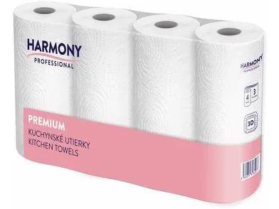 Utěrky papírové kuchyňské 3vrs. 4ks Harmony