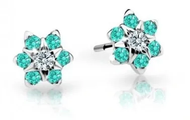 Cutie Jewellery Půvabné dětské náušnice z bílého zlata C2152-30-X-2 světle zelená