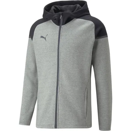 Puma TEAMCUP CASUALS HOODED Pánská tréninková mikina, tmavě šedá, velikost