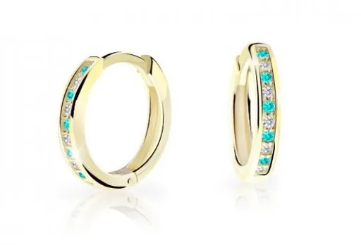 Cutie Jewellery Nadčasové kruhové náušnice ze žlutého zlata C3343-80-X-1 světle zelená