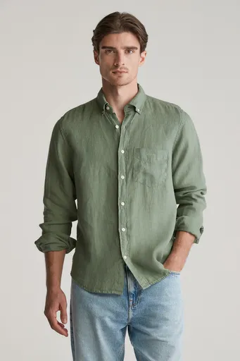 KOŠILE GANT REG GMNT DYED LINEN SHIRT KALAMATA GREEN