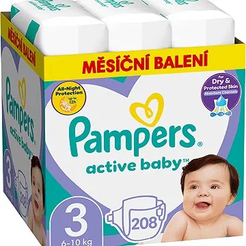 PAMPERS Active Baby vel. 3 Midi (208 ks) – měsíční balení (8001090910745)