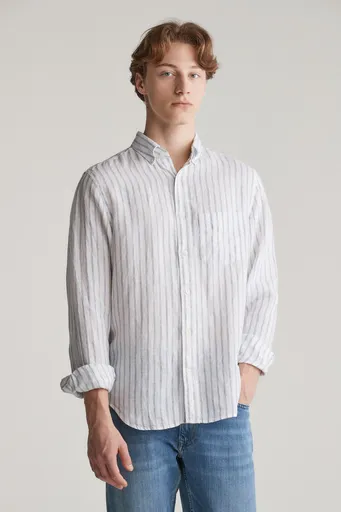 KOŠILE GANT REG LINEN STRIPE SHIRT WHITE