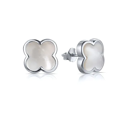 MOISS Stříbrné náušnice s perletí Čtyřlístek E0002803