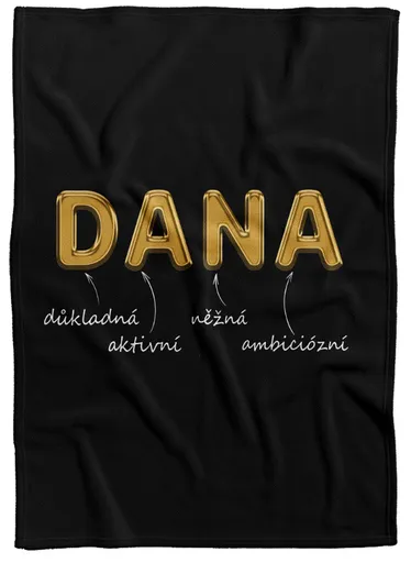 Deka Ženská jména – GOLD (Jméno: Dana, Podšití beránkem: NE)