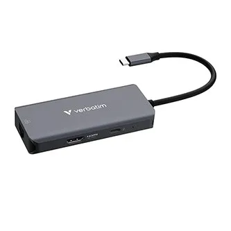 Verbatim 32157, USB-C víceportový rozbočovač Essentials 6-port, 32157, šedý, délka kabelu 18,8cm, USB-C PD, USB-A 3.2 Gen 1, USB-A 2.0,