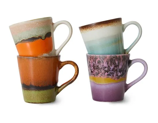 Set 4ks retro hrnek na kávu Espresso 70s Polaris - Ø 5,8*8cm / 80ml  HKLIVING