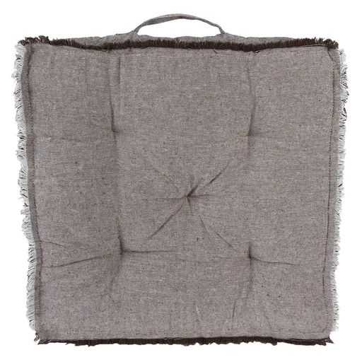 Vyšší šedý podsedák s uchem a krátkým třepením Sally - 45*45*8 cm Clayre & Eef