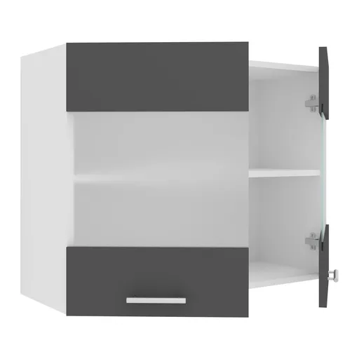 VCM Horní kuchyňská skříňka Esilo, 80 cm, 2 skleněná dvířka, antracit