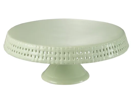 Zelený keramický podnos na noze Hella Yellow L - Ø 34*14cm J-Line by Jolipa