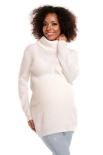 bemaamaa Dámský svetřík s roláčkem POLY - bílý