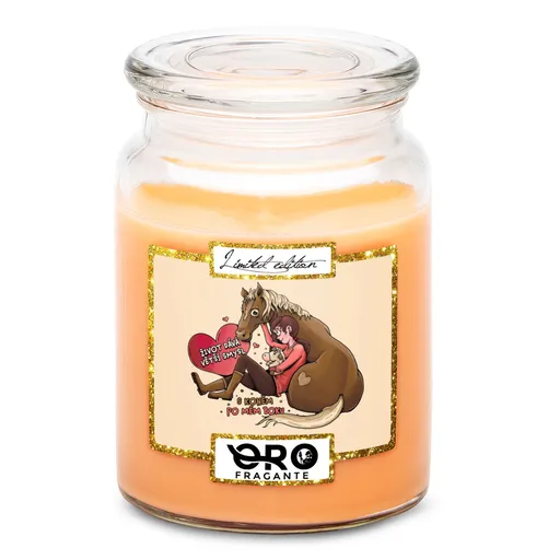 Svíčka Život dává smysl s koněm (Vůně svíčky: Tropické ovoce)