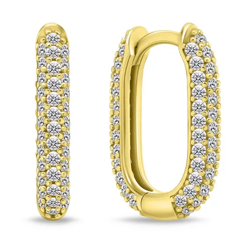 Brilio Silver Nepřehlédnutelné pozlacené náušnice se zirkony EA856Y