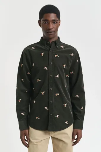 KOŠILE GANT REG EMBROIDERED CORDUROY SHIRT GREEN LAGOON