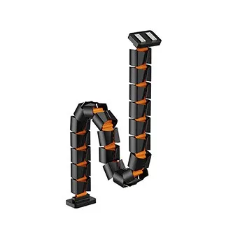 Organizér kabelů, magnetický husí krk, černo-oranžový, 1285mm, pro výškově nastavitelné stoly, Powerton