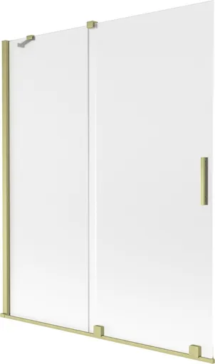MEXEN/S Velar dvoukřídlá posuvná vanová zástěna 140 x 150, dekor, zlatá kartáčovaná 896-140-000-31-55