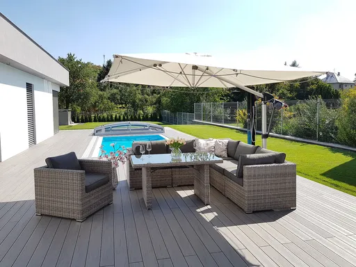 DEOKORK Ratanová variabilní sestava jídelní SEVILLA  pro 6 osob (šedá)