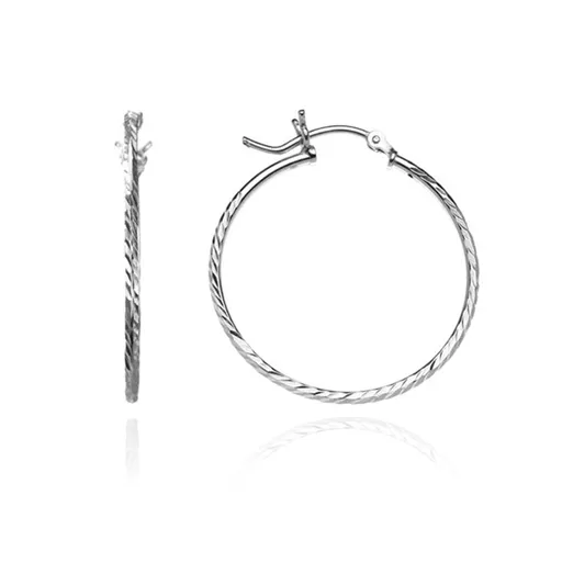 Stříbrné náušnice 925 - kruhy se čtyřmi řadami lístků, 30 mm