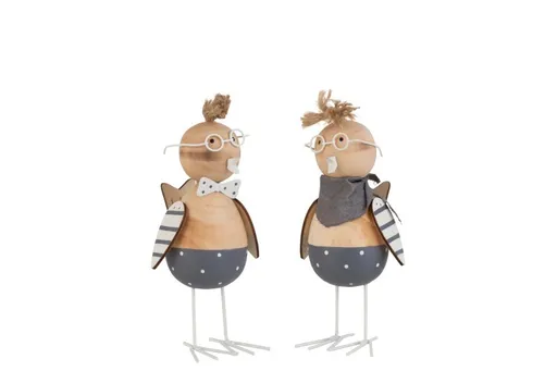 2 ks dekorativních sošek slepiček Bow  S - 8,5*7*17 cm J-Line by Jolipa