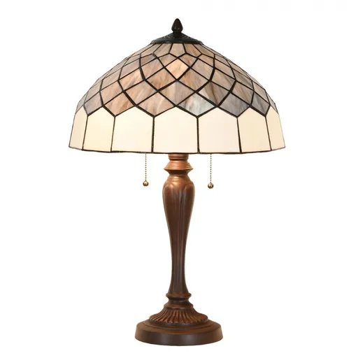 Bílo-šedá stolní lampa Tiffany Paulette - Ø 40*58 cm E27/ 2*60W Clayre & Eef