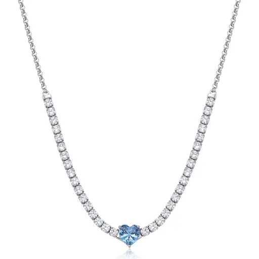 S'Agapõ Náhrdelník s modrým kubickým zirkonem Dazzly SDZ148
