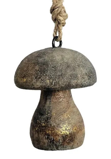 Dřevěná závěsná ozdoba s patinou houbička Mushroom - Ø 5 * 7cm Ostatní