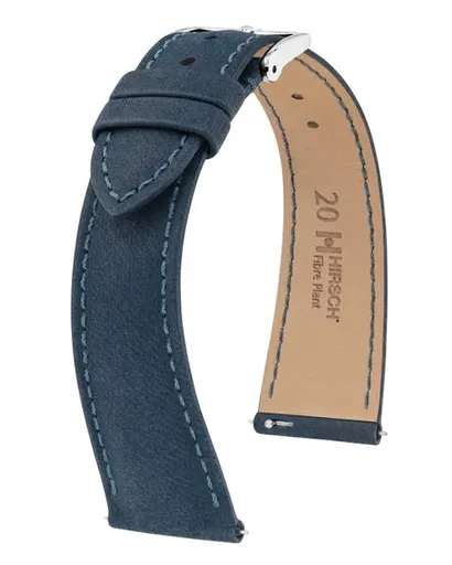 Řemínek Hirsch Fibre Plant - tmavě modrý - 19 mm - L – Standardní délka (doporučujeme) - 16 mm - Stříbrná