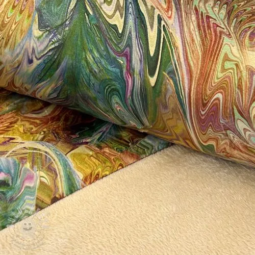 Umělá kožešina Peacock green digital print