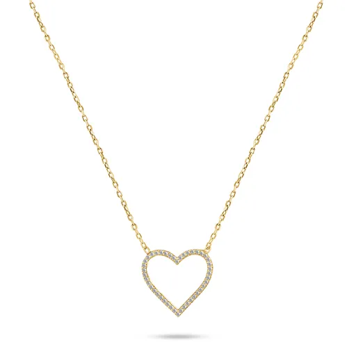 Brilio Silver Něžný pozlacený náhrdelník Srdce se zirkony NCL35Y