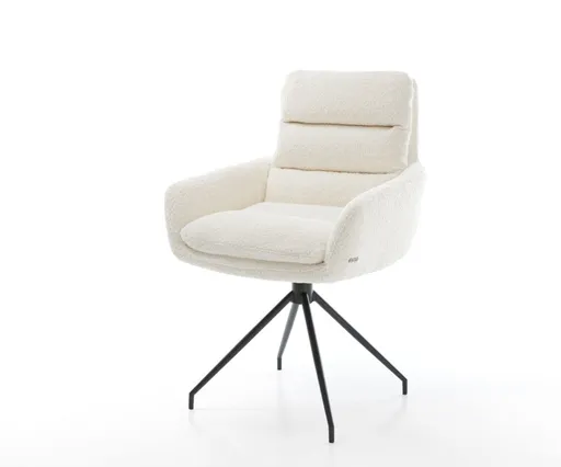 Jídelní židle Abelia-Flex s područkami bouclé bílá křížová