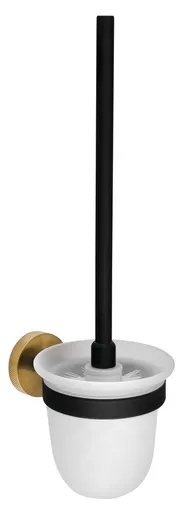 SAPHO LARISSA WC štětka závěsná, mléčné sklo, černá/zlato mat WS008BG