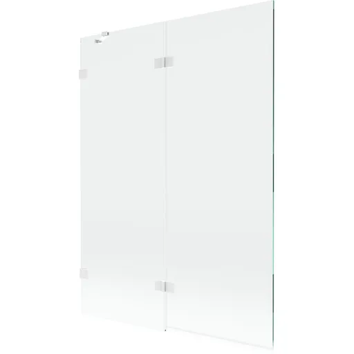 MEXEN/S Lunar vanová zástěna 2-křídlová levá 130 x 150, transparent, bílá 897-130-100-20-00-L