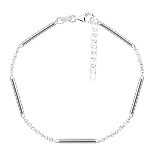 Stříbrný náramek 925 - oválný řetízek, hladké válečky