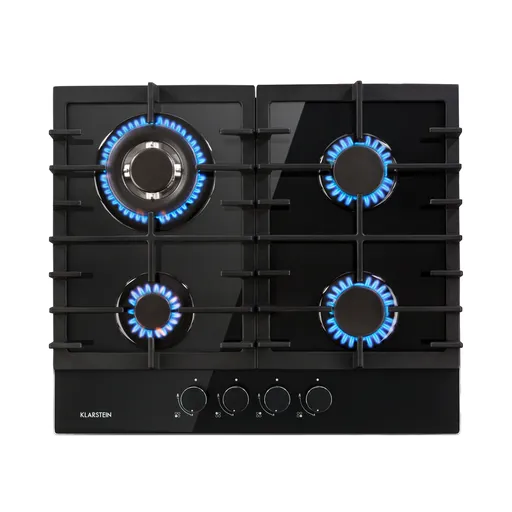 Klarstein Ignito 4, plynová varná deska, 4 hořáky Sabaf, sklokeramika, černá