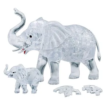 HCM Kinzel 3D Crystal puzzle Slon s mládětem 46 dílků (4018928591766)