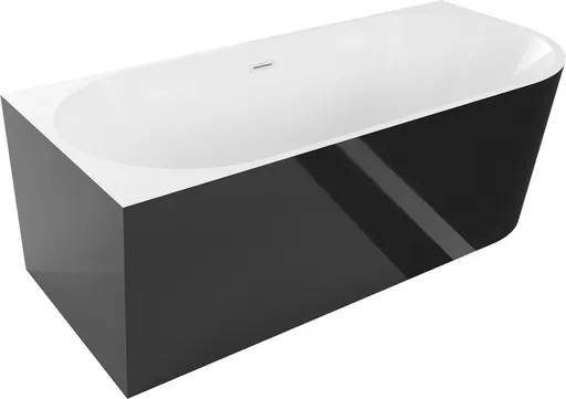MEXEN/S Mia volně stojící rohová vana levá 180 x 80, bílá/černá, sifon a přepad bílá 52691808075L-20