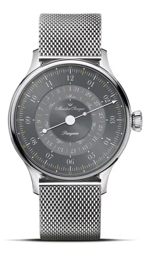 MeisterSinger Pangaea Day Date 365 Grey PDD365927 - Kovový mesh náramek