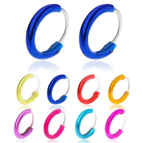 Kruhové náušnice, stříbro 925, glazovaný povrch s metalickým leskem, 8 mm - Barva: Červená